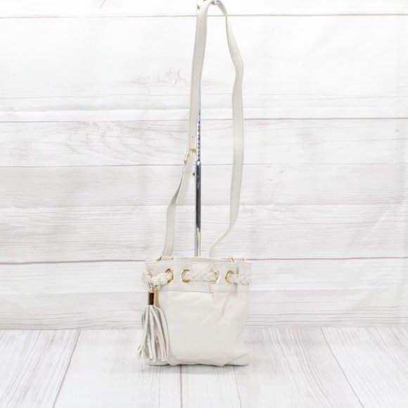 MICHAEL Michael Kors Handbags - Michael Michael Kors White Soft Leather Braided Grommet Tassel Crossbody